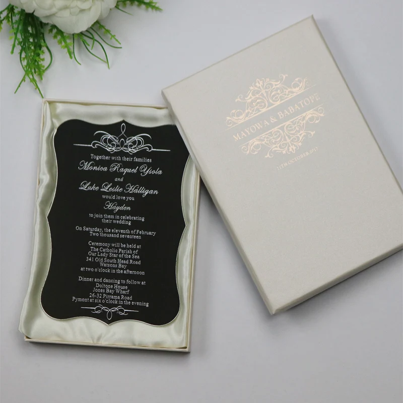 Laser Engraved Acrylic Wedding Invitation Cutting Lab Printed Rsvps Kraft Paper