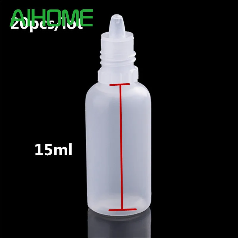 

20pcs 5ml/10ml/15ml/20ml/30ml/50ml/100ml Empty Plastic Squeezable Dropper Bottles Eye Liquid Dropper Sample Eyes Drop Bottle