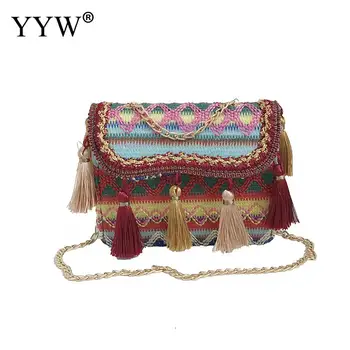 

Hemp Folk-Custom Box Bag New Vintage Geometric For Teenage Girl Tassels Clutches Bag Purse And Handba Crossbody Bag 2018