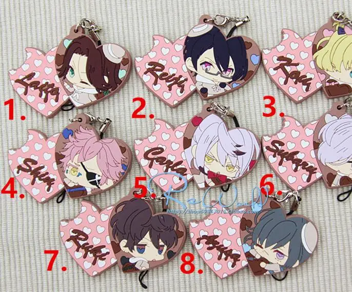

New Anime DIABOLIK LOVERS Keychain Rubber Strap Phone Charm Key Ring Straps Toy Halloween Cosplay Keychain Pendant
