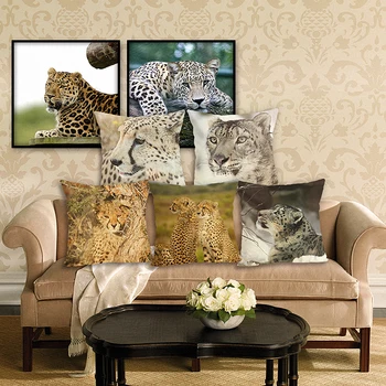 

New Home Decor Pillowcase HD Cheetah Cushion Cover Linen Cushion Case Chair Sofa Home Decor Throw Pillow Cover 45x45cm