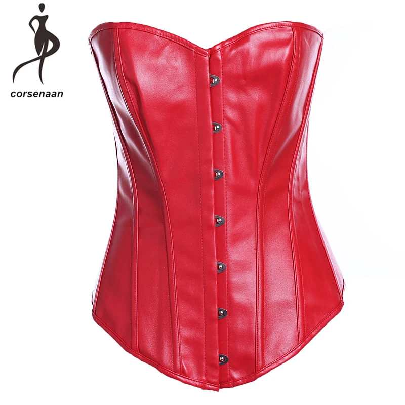 

Plus Size Red Women Body Shapewear Overbust Corselet Gothic Stempunk Leather Boned Corset Bustier 813#
