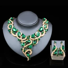 2017 Fashion nigerian crystal necklace and earrings jewelry set for bridal wedding party free shipping