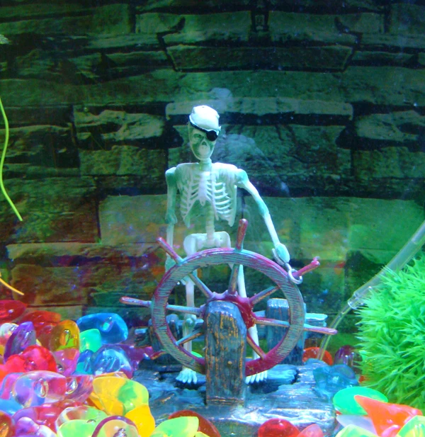 Hot Aquarium Decoration Skeleton on Wheel Fish Tank Ornament Decor for Aquarium Tank W75 Great Gif