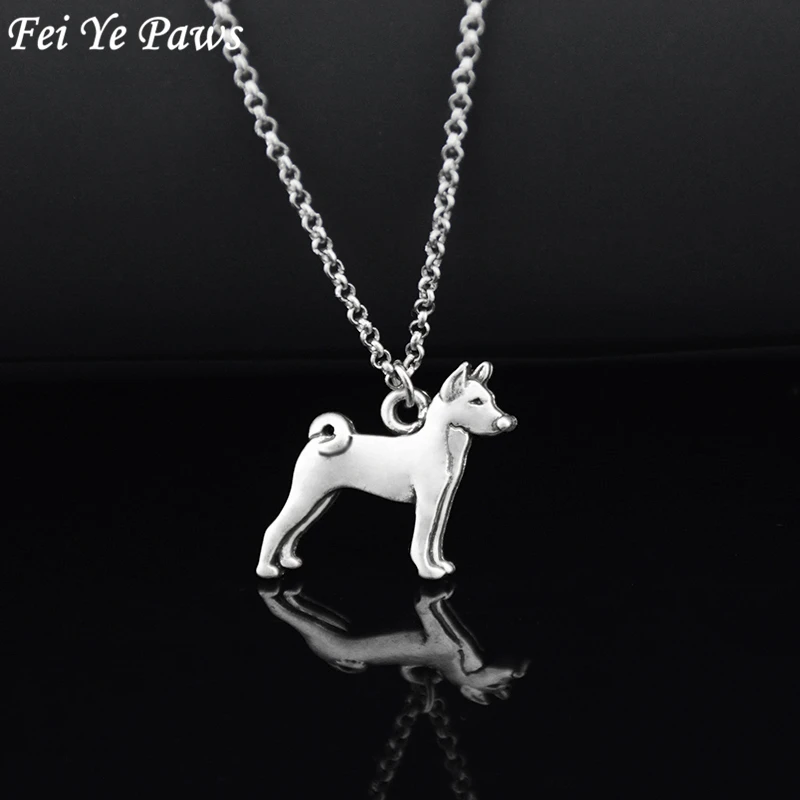 

Vintage Silver Boho Basenji Dog Charm Pendant Necklace Women Men Stainless Steel Long Chain Couple Necklace Jewelry Choker India