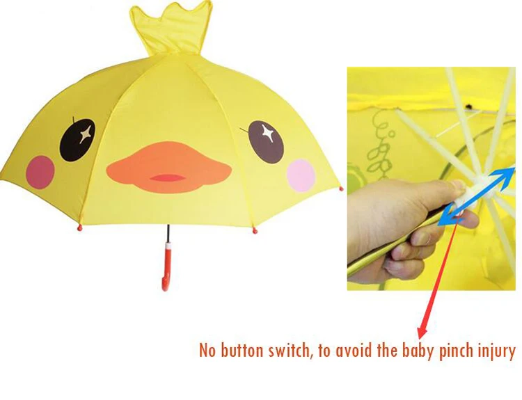 Детский зонтик с милым мультипликационным принтом Bumbershoot, анимация, с длинной ручкой, 3D, для моделирования ушей, детский солнцезащитный зонтик для мальчиков и девочек
