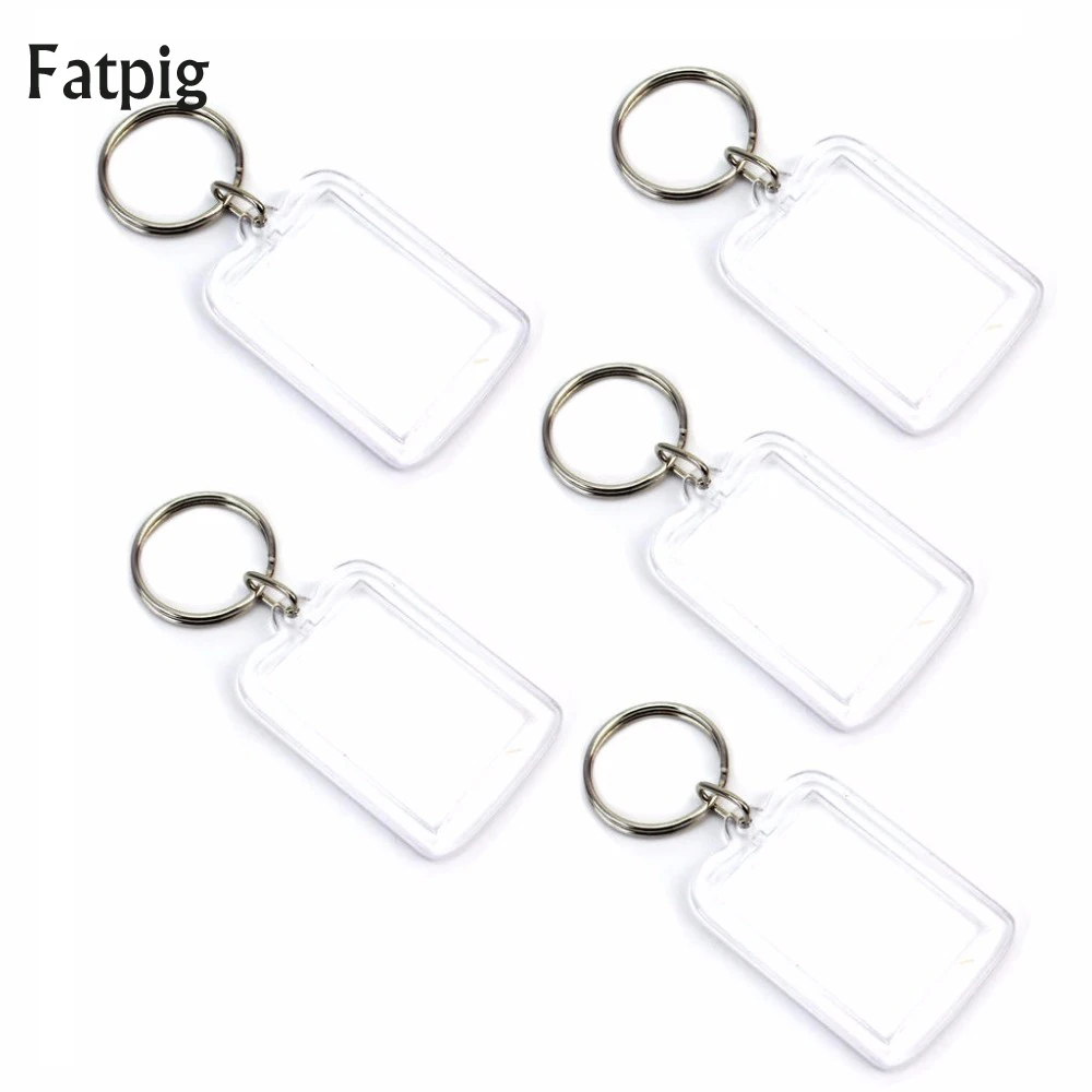 

5pcs Transparent Blank Acrylic Key Chain Photo Picture Frame Keyring Keychain Key Holder Rectangle Photo Frame Key Ring