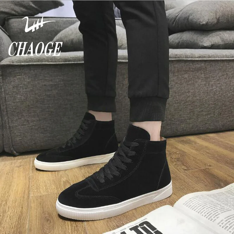 2018 autumn and winter new solid color men's high tide plus velvet cotton thick to help casual shoes free shipping#2 | Обувь