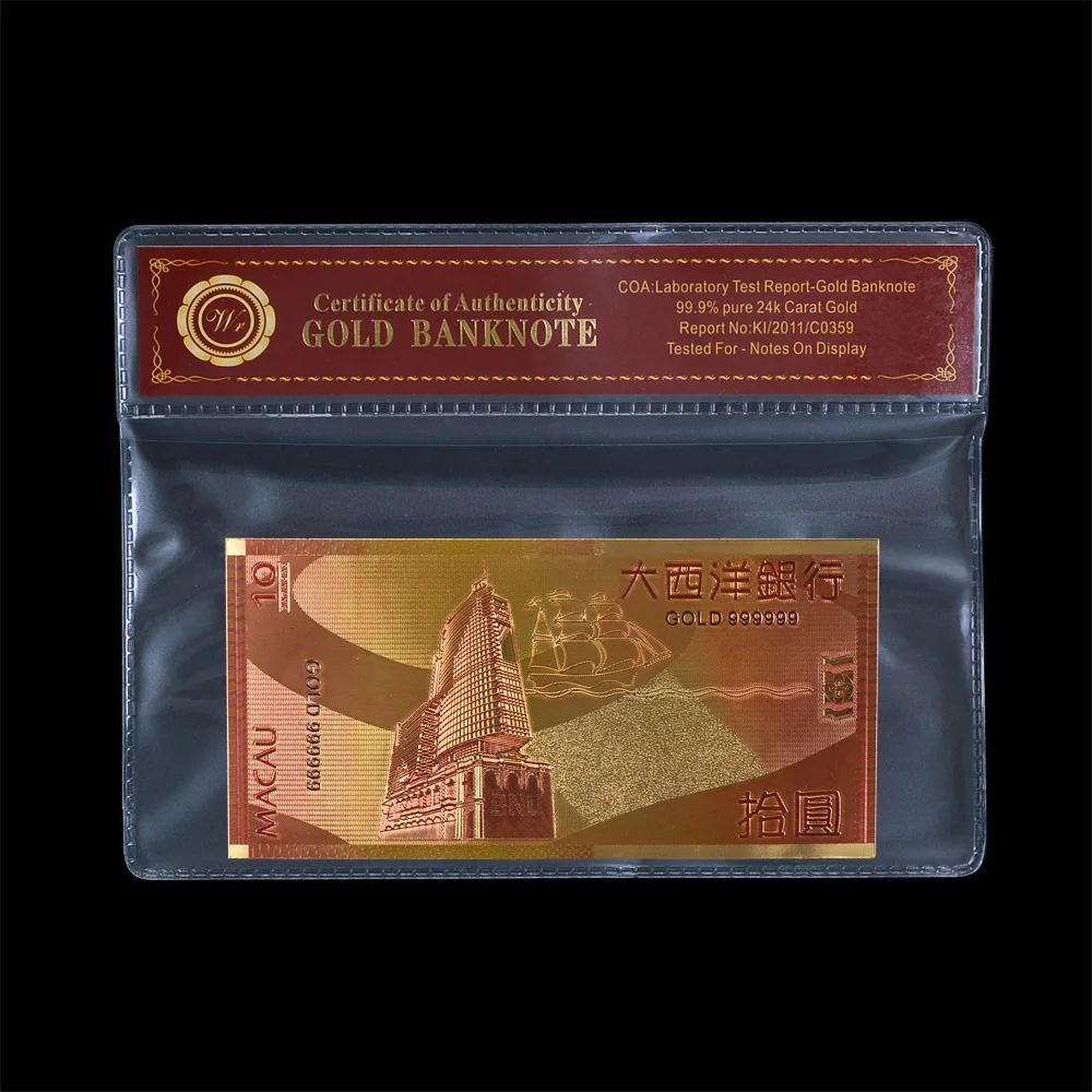 WR винтажный домашний декор MACAU 10 PATACAS цвет золотой банкноты Новинка 2010 корабль UNC
