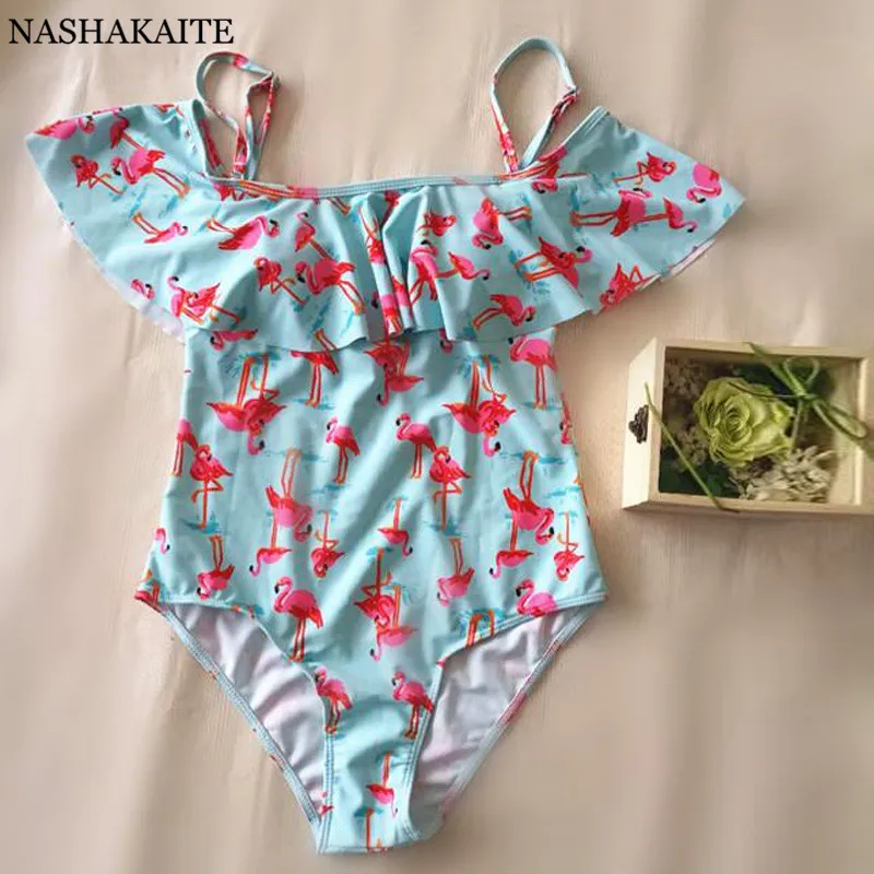 Купальный костюм для мамы и дочки NASHAKAITE купальный с принтом фламинго пляжная