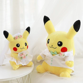 Wedding Pikachu Plush Toy High Quality Cute Anime Plush Toys Birthday Gift Toy Kids Cartoon Peluche Pikachu Plush Doll 1pc 45 40cm simple pikachu pillow cushion plush toy dolls decorative pillows cartoon plush toys