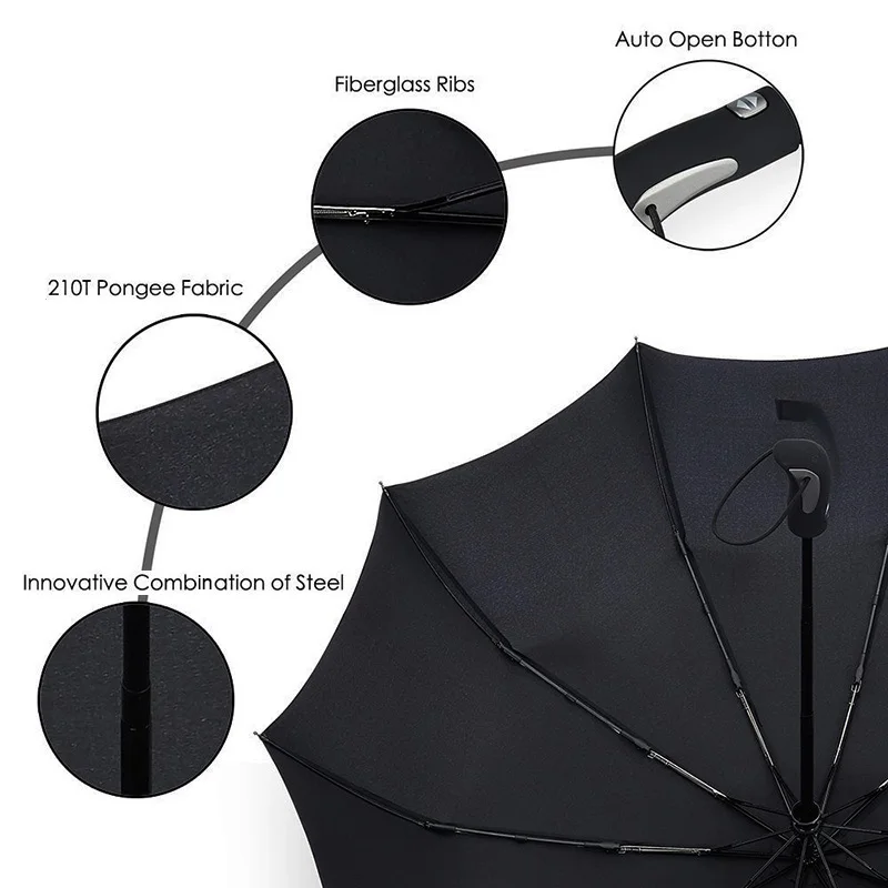 Высокое качество, деловой зонт, дождевик, женский, классический, 10 ребер, сильный, ветрозащитный, зонты для мужчин, 3 Складные, авто, зонты