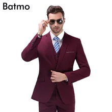 2017 neue ankunft Hohe qualität weding kleid, eine taste beiläufige klage männer, weinrot männer anzüge, plus-größe S-4XL, 10 farbe