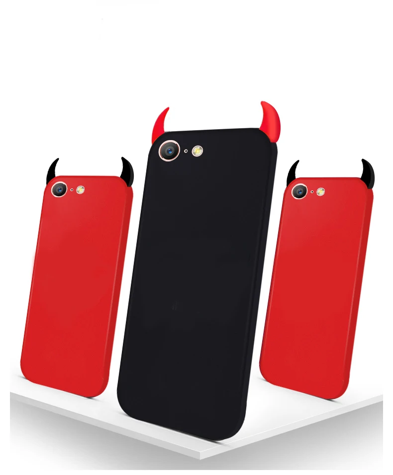 Мягкий ТПУ чехол Devil Horns Demon Angle Cover для Huawei P40 P8 P9 P10 P20 P30 Pro Lite 2017 P Smart Plus Y5P Y6P Y7P чехлы
