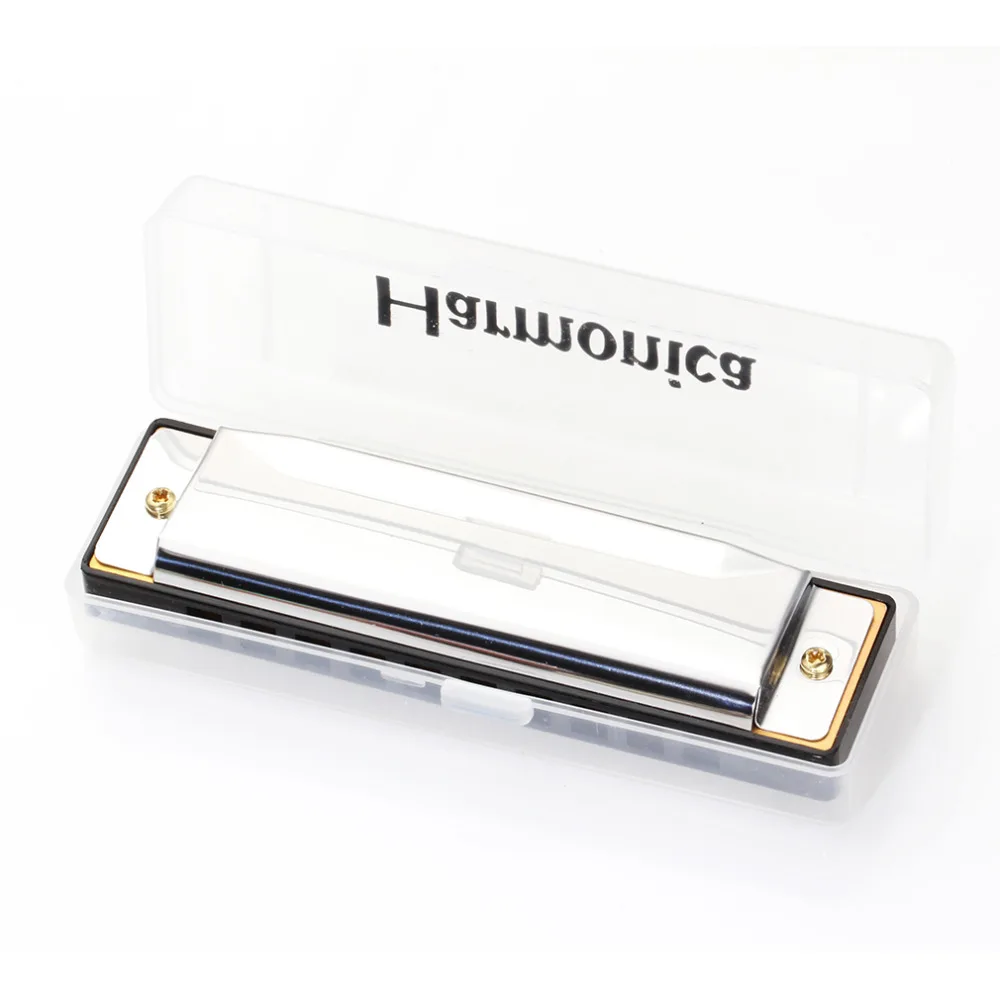 10-Hole Diatonic Harmonica Silver Blues Diatonic Harp Harmonicon 10 Holes Musical Instrument Alloy Harmonica Mouth Organ