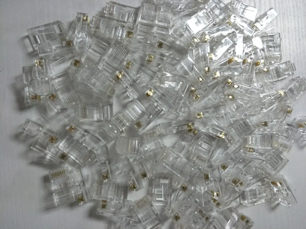 

50PCS Gold Plated RJ45 Net Network Cables Modular Plug Cat5 CAT5e Connector 8P8C utp Unshielded Modular Rj45 Plug Terminals