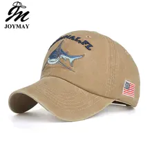 Joymay, хлопок, винтажная облегающая бейсболка, оригинальная бейсболка с вышивкой акулы, Повседневная Кепка B546