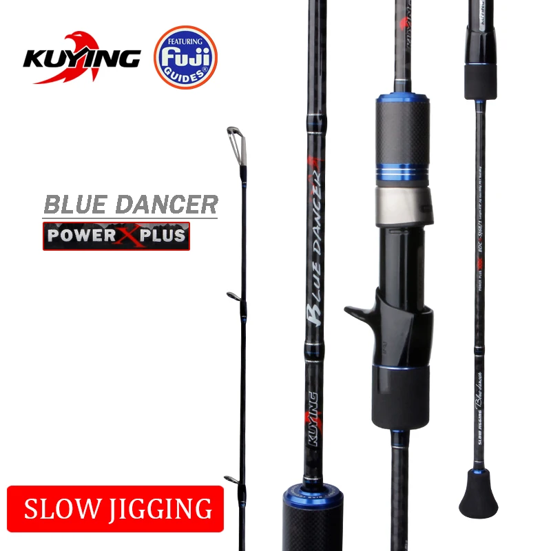 KUYING BLUEDANCER 2.04m Casting Slow Jigging Rod Fishing Lure Cane Rods Carbon FUJI Rotate Helical Ring 1 Section 150-400g Lures KUYING BLUEDANCER 2.04m Casting Slow Jigging Rod Fishing Lure Cane Rods Carbon FUJI Rotate Helical Ring 1 Section 150-400g Lures