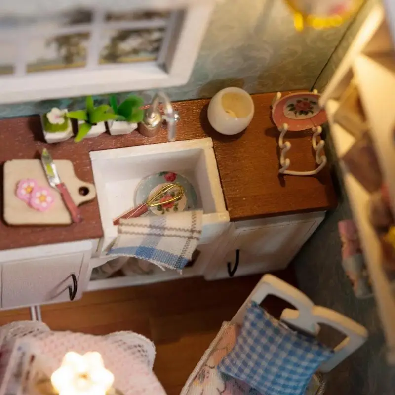 3D DIY Doll House Wooden Baby Doll Houses Miniature Dollhouse Furniture Kit Toys for Children Grownups Birthday Gift