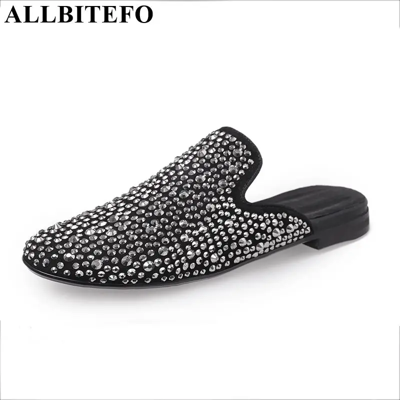 

ALLBITEFO genuine leather women flip flops low heels women shoes new summer fashion comfortable shallow girls slipper