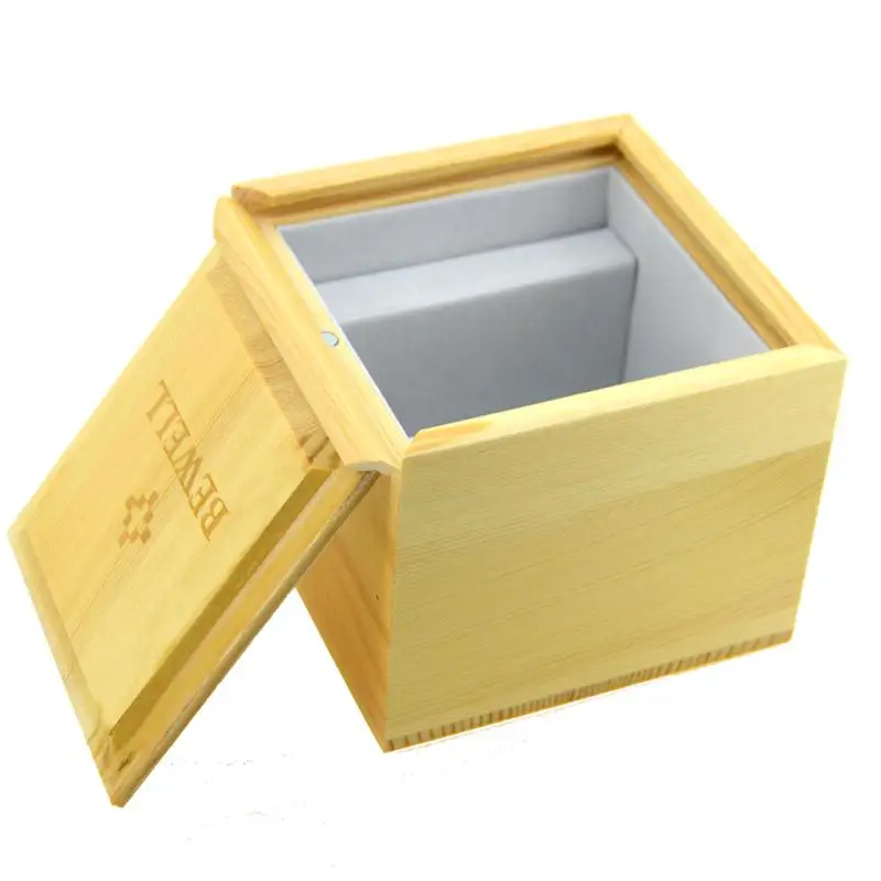 

BEWELL Upscale Pine Wooden Box Elegant Square Gift Box with Soft Pillow High Quality Beautiful Solid Wood Watch Box Clock Box