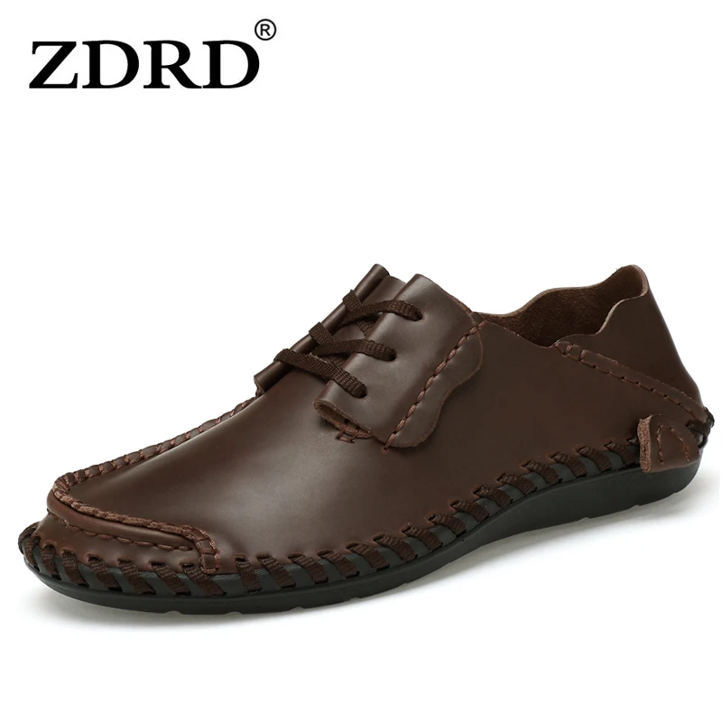 

ZDRD men's handmade Casual Genuine Leather Add cotton warm Loafers shoe Male oxford shoes comfortable boat shoes Big size 38-48