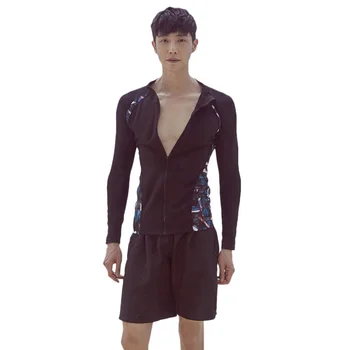 

Zipper Rashguard Beach Shorts Swimsuit Couples Surf Clothes Men Long Sleeves Bathing Suits 2019 Two Pieces Swimwear