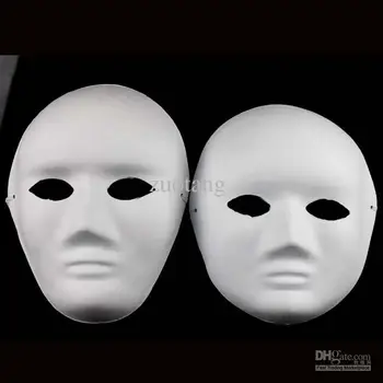 

Unpainted Women and Men Blank White Masks Full Face Environmental Paper Pulp DIY Fine Art Painting Masquerade Party Masks 50pcs