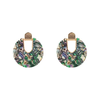 

5Pair Resin Acrylic Round Dangle Earrings for Women Unique Design U Shape Statement abalone shell Earrings Wedding Jewelry