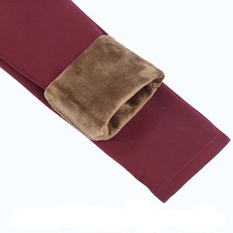 Зимние женские леггинсы плюс плотные бархатные узкие брюки с эластичным поясом теплые леггинсы верхняя одежда леггинсы размера плюс 4XL C2571 - Цвет: wine red plus velvet