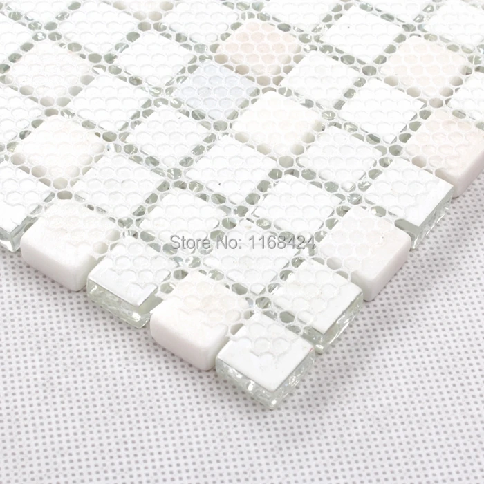 shining white color crysta glass mosaic tiles