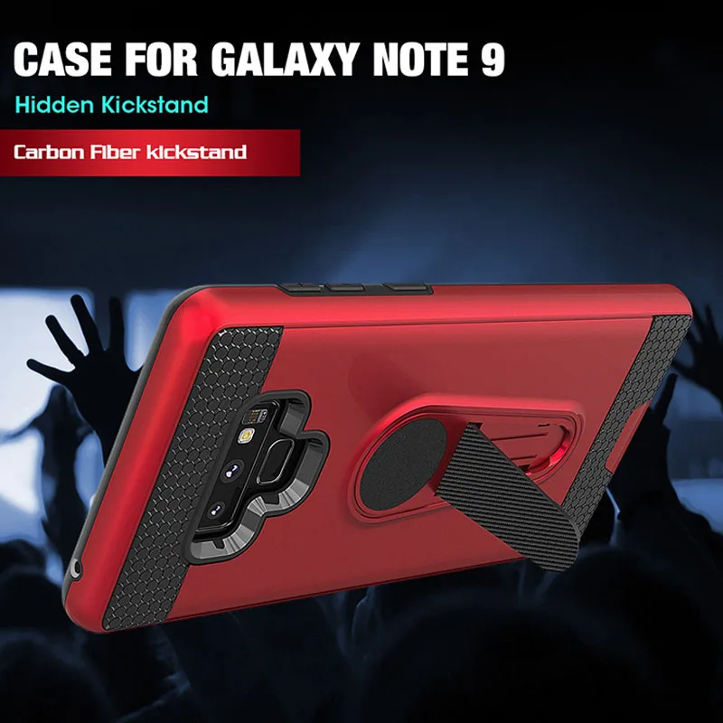 

Armor Case with Kickstand for Samsung Galaxy NOTE 9 TPU+PC Dual Layer Protective Back Cover Cases Build in Absorption Magnetic
