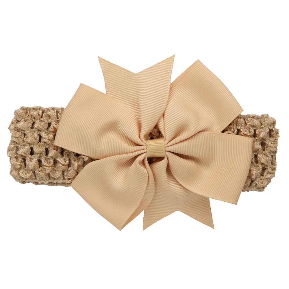 Baby Hair Accessories 2019Top Hot Girls Wave Headbands Bowknot Hair Accessories For Girls Infant Hair Band Diademas Para Bebe - Color: khaki