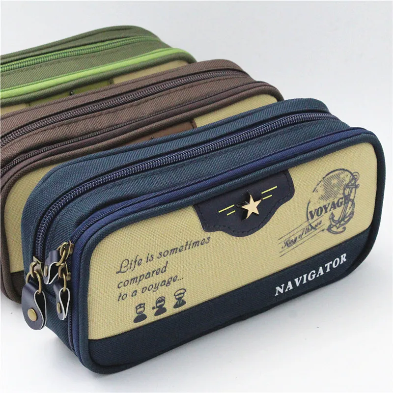 

Creative Multilayer Large Capacity School Pencil Case Canvas Simple Students Stationery Pencil Bag School Penalty Chancery Etui
