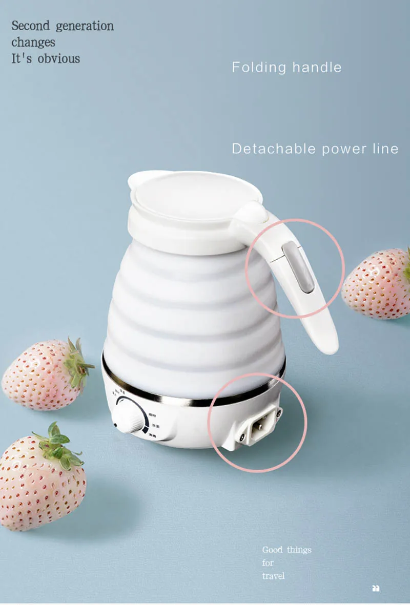 0.6л складной Электрический мини-чайник для путешествий, портативный домашний чайник для воды, складной многофункциональный кипяченый чайник 100-240 В
