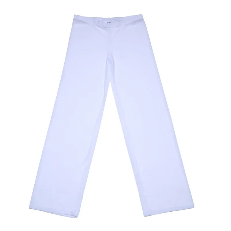 Мужская женственная сетчатая Прозрачная одежда для сна, дышащая с низкой талией, в сеточку, штаны для сна - Цвет: Белый
