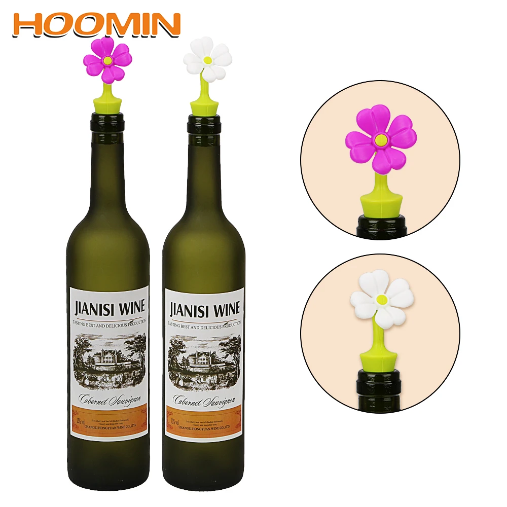 

HOOMIN Silicone Flowers Shaped Wine Stoppers Wine Bottle Sealer Cap Wine Beer Champagne Bottle Cork Stopper Plug Bar Tools