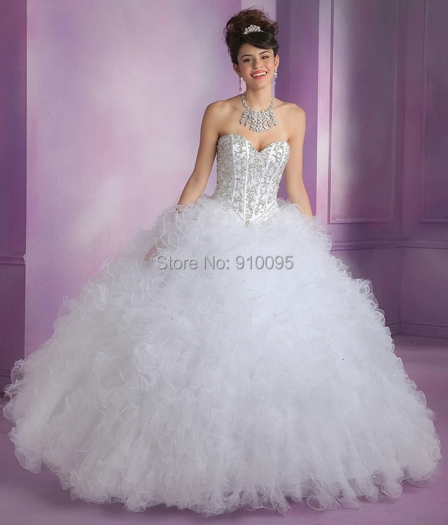 white puffy quinceanera dresses