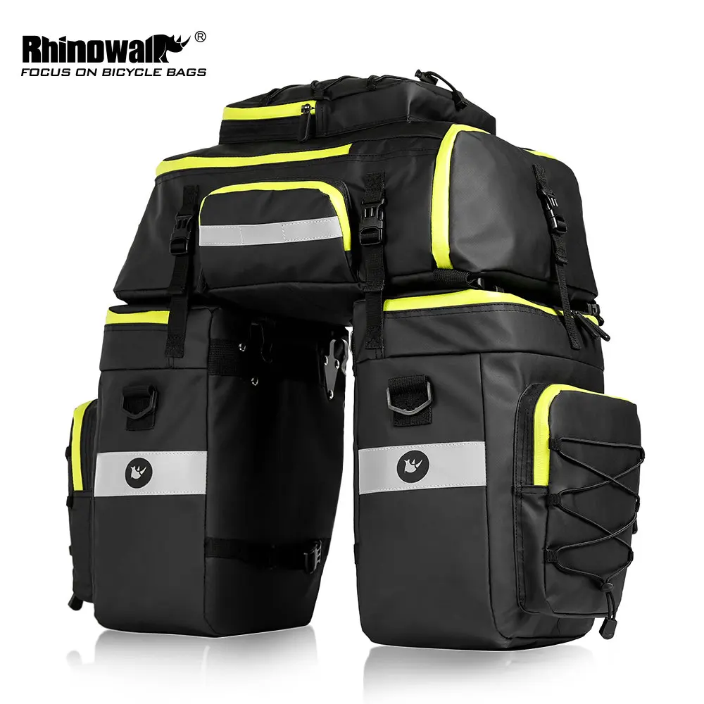 RHINOWALK 75L MTB Bicycle Carrier Bag Rear Rack Bike Trunk Bag Luggage Pannier 3 in 1 Cycling Double Side Back Seat Bags