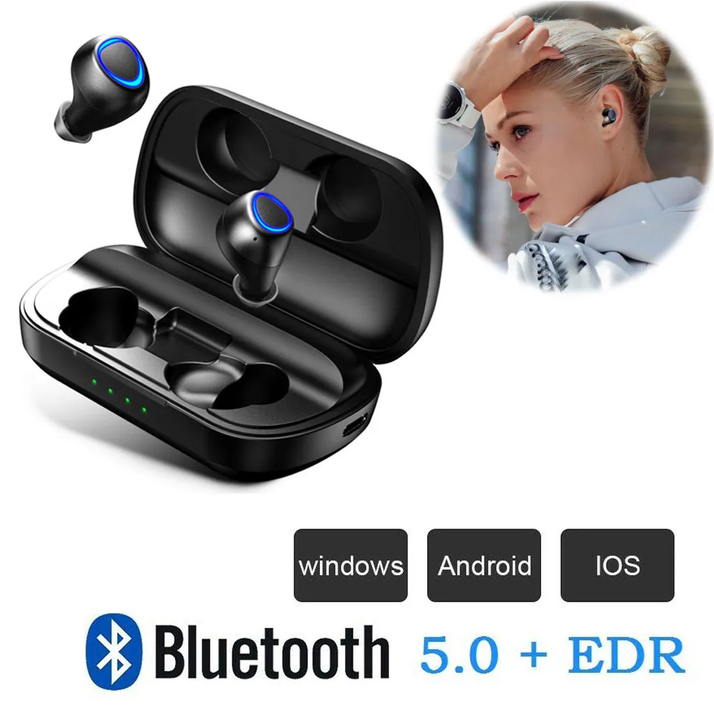 

True Wireless Earbuds Bluetooth 5.0 Mini in Ear Earphones Sweatproof Sports Design With Charging Box Wireless Charging