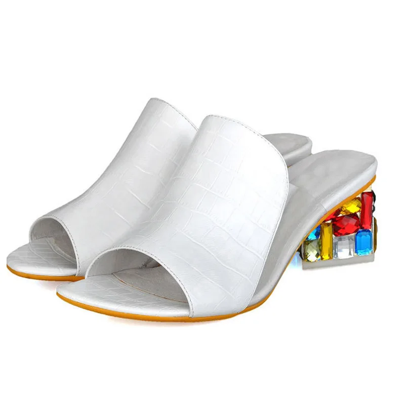 Rhinestone PU Fish mouth toe heels women sandals 2019 fsahion sexy shoes woman High Heels sandals women slippers ladies shoes