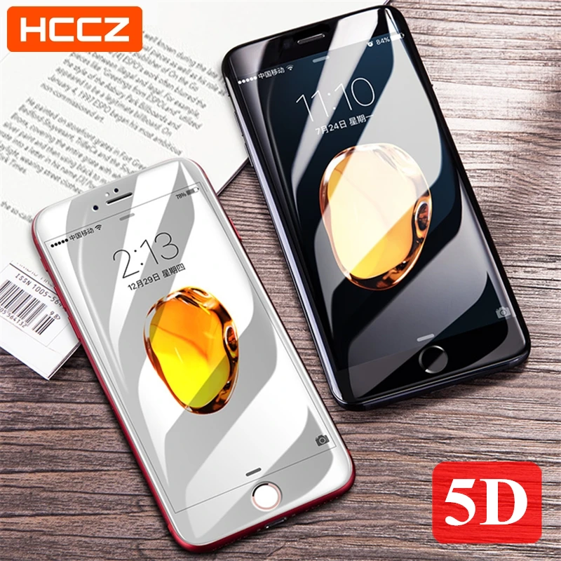 Закаленное стекло HCCZ 5D для iPhone 7 8 6 6s Plus с изогнутыми краями полноэкранная защита X