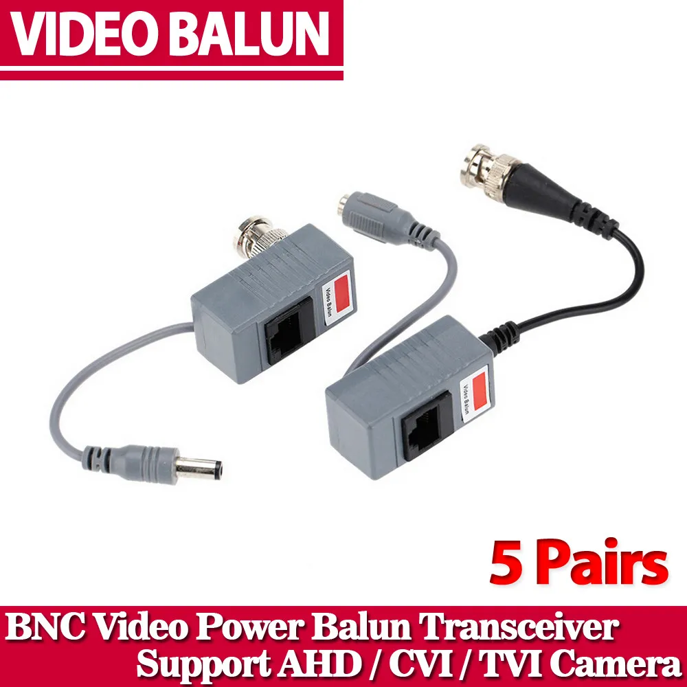 5 пар CCTV камера аксессуары Аудио Видео Балун Приемопередатчик BNC UTP RJ45 Видео балун с аудио и мощность над CAT5/5E/6 кабель