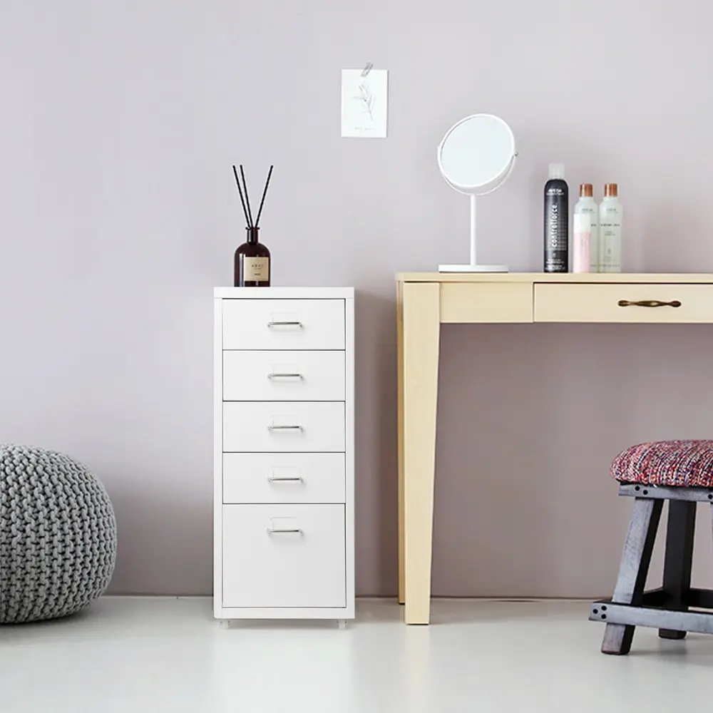 

5 Drawers 4 Casters Living Room Bedroom Cabinet Metal Drawer Filing Cabinet for Office Detachable Mobile Cabinets