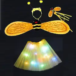 Для девочек Дети пчелка, Божья коровка косплэй Костюм Оголовье светодиодный палочки свет юбка пачка подарок на день рождения танец