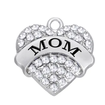 

Fishhook 12pcs Zinc Alloy Rhodium Plated Crystal Mom Heart Charms MaMa Jewelry