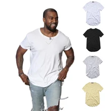 Hombres camiseta kanye west extendido camiseta hombres clothing curvada line dobladillo tops hip hop urbano blanco justin bieber TX135-R(China (Mainland))