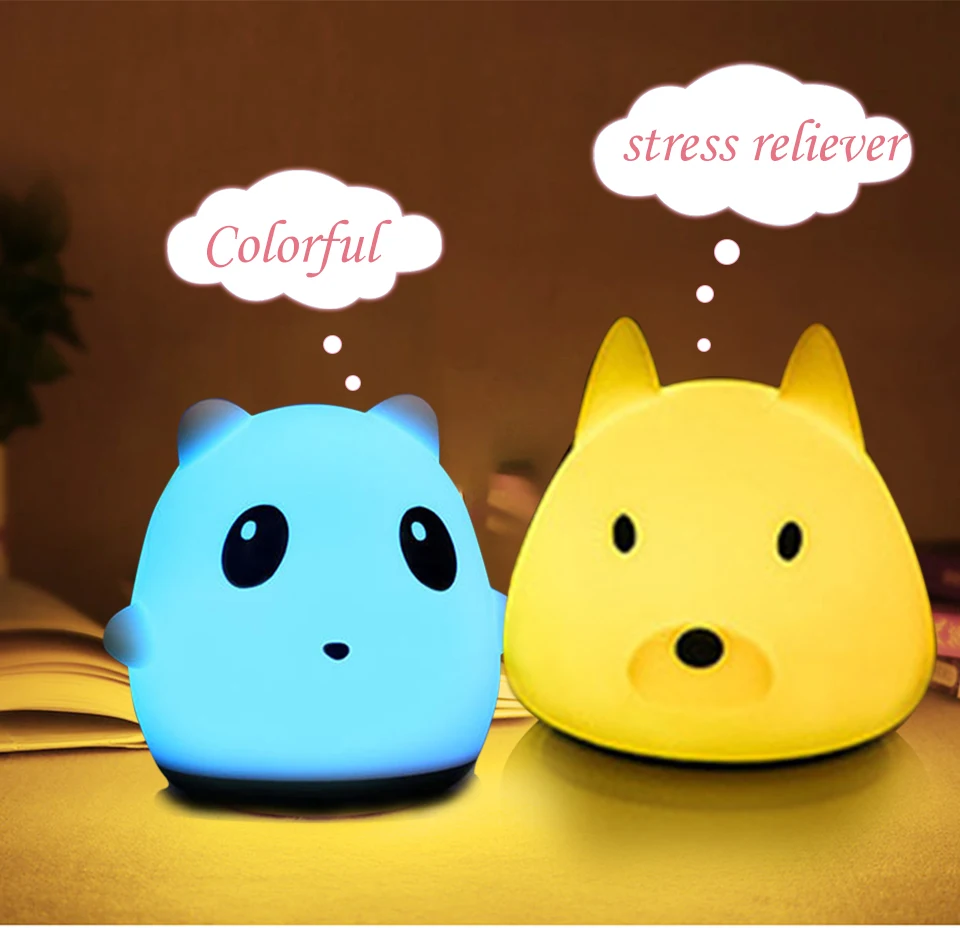 Touch Silicone Led Night Light USB Rechargeable Baby Children Kids Gift Animal Cartoon Lamp Bedside Bedroom (1)