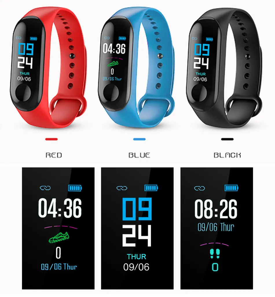 SALFRESA M3 Sport Smart Bracelet Message Push IPS HD Color Screen USB Charge Smart Band PK Xiaomi Mi Band3 Fitness Tracker Watch-17