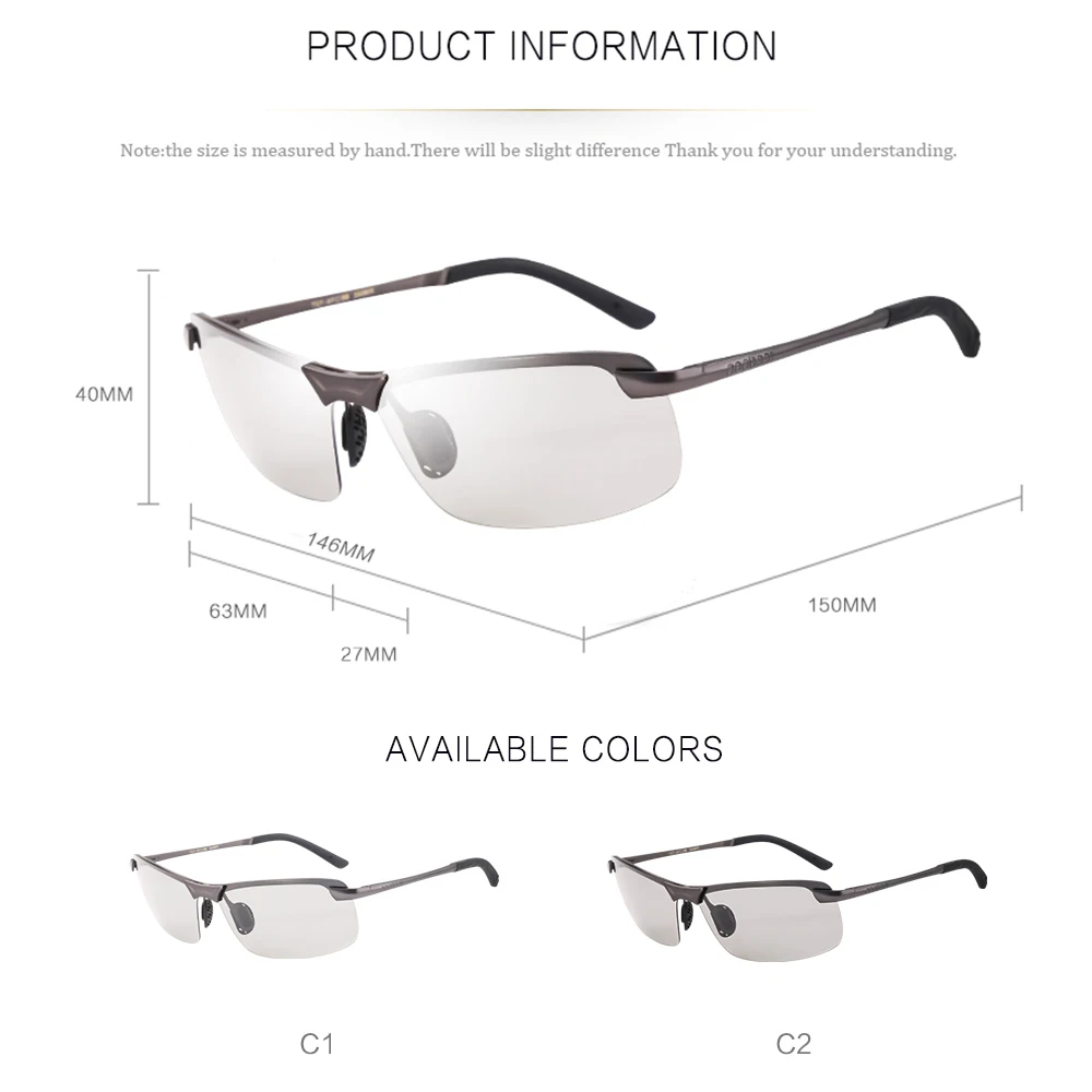 Reedoon Photochromic Sunglasses Polarized Lens Metal Frame Male Sun Glasses Brand Designer Driving Goggles For Men Sport